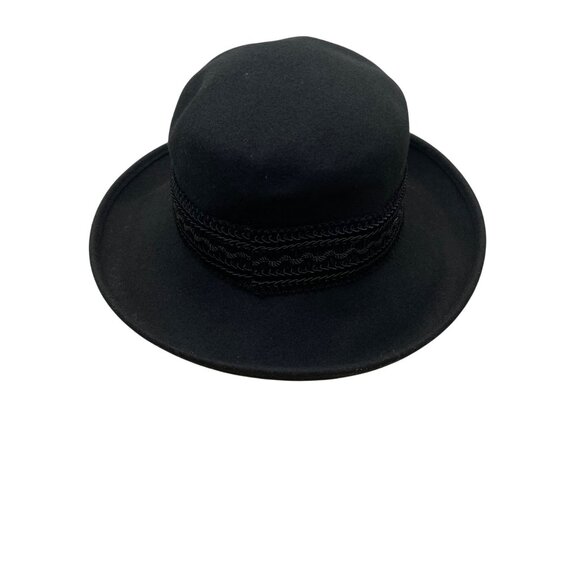 Hoodlums Womens Black Wool Fedora Braided Band Made In USA - Picture 4 of 13